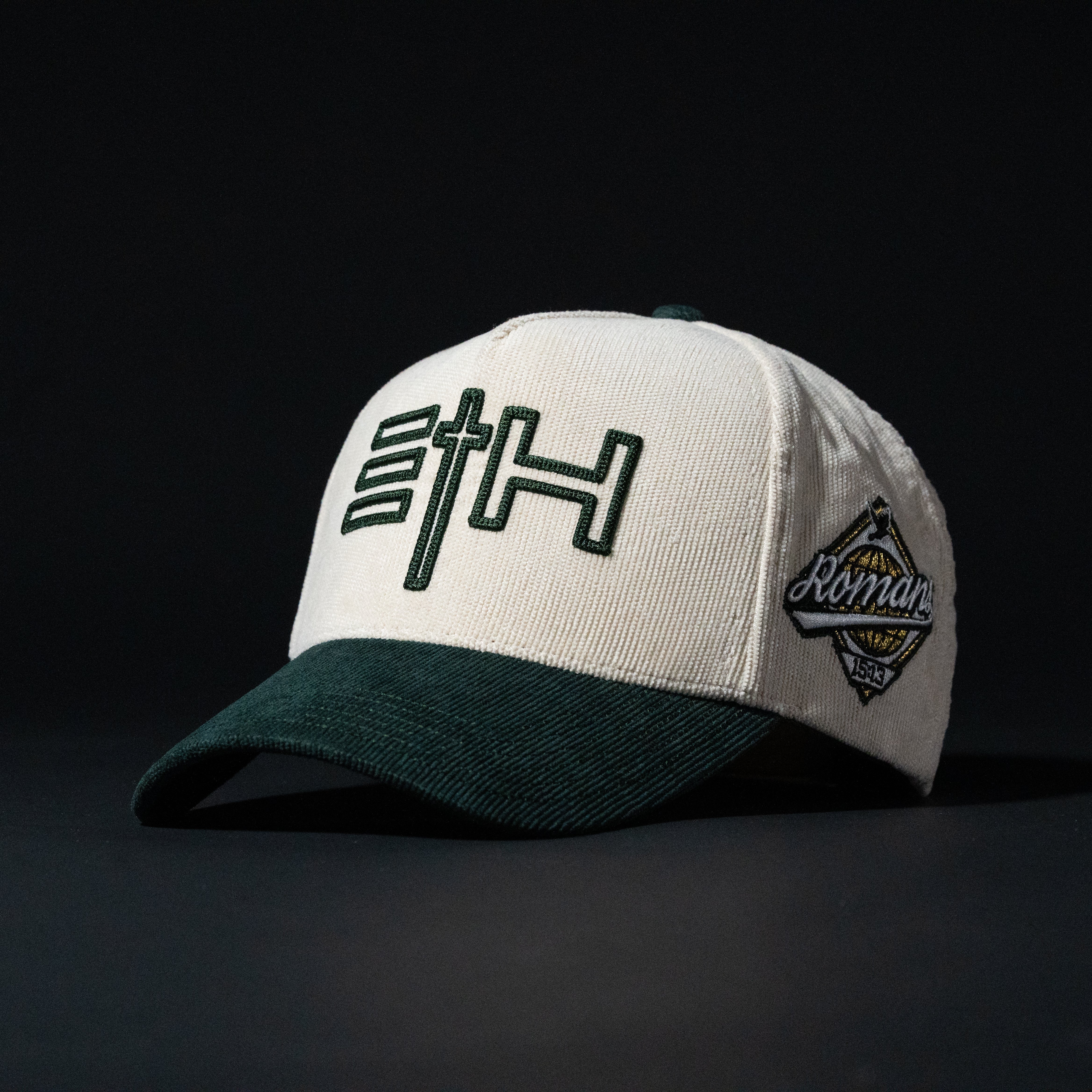 Cream and Green All Corduroy Hat