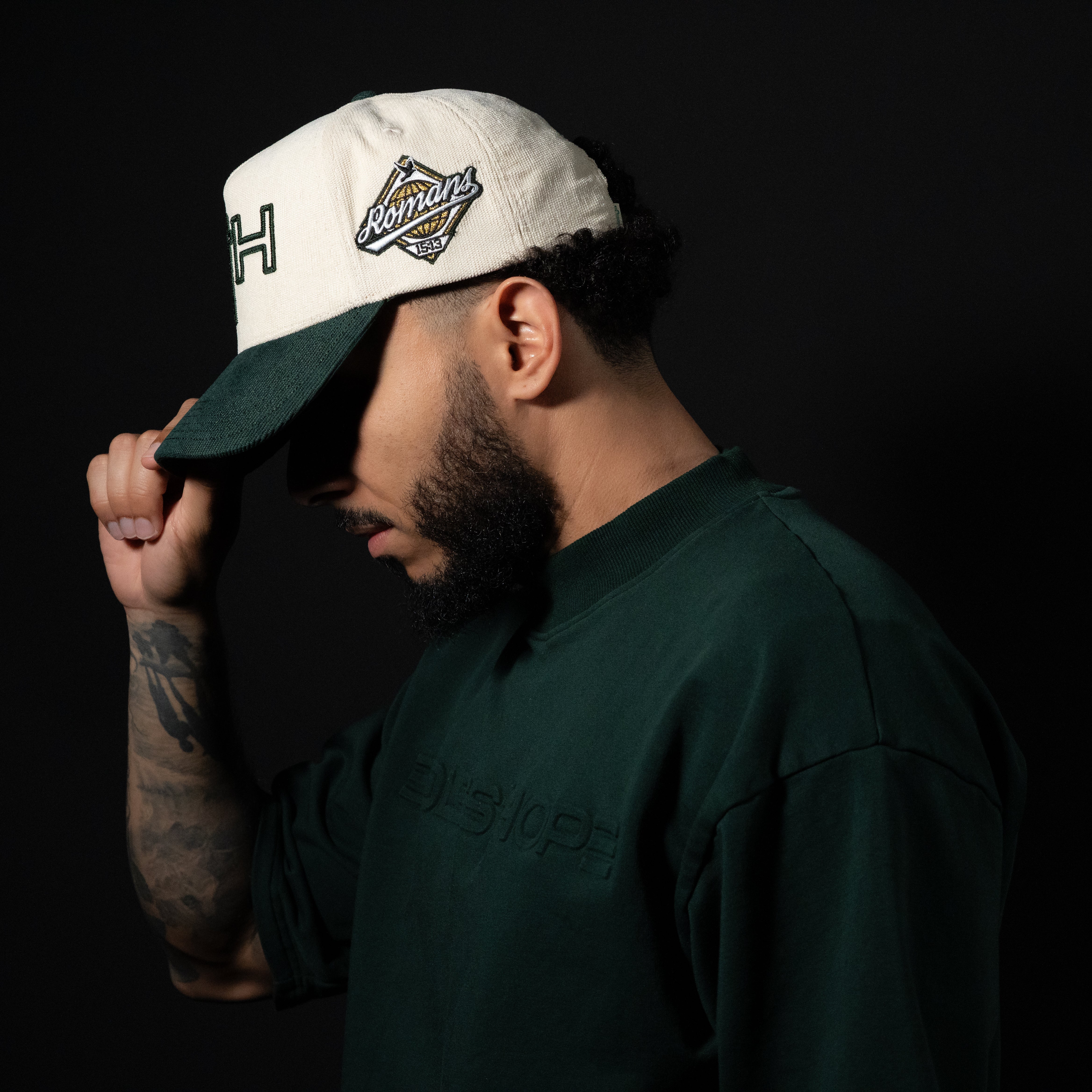 Cream and Green All Corduroy Hat