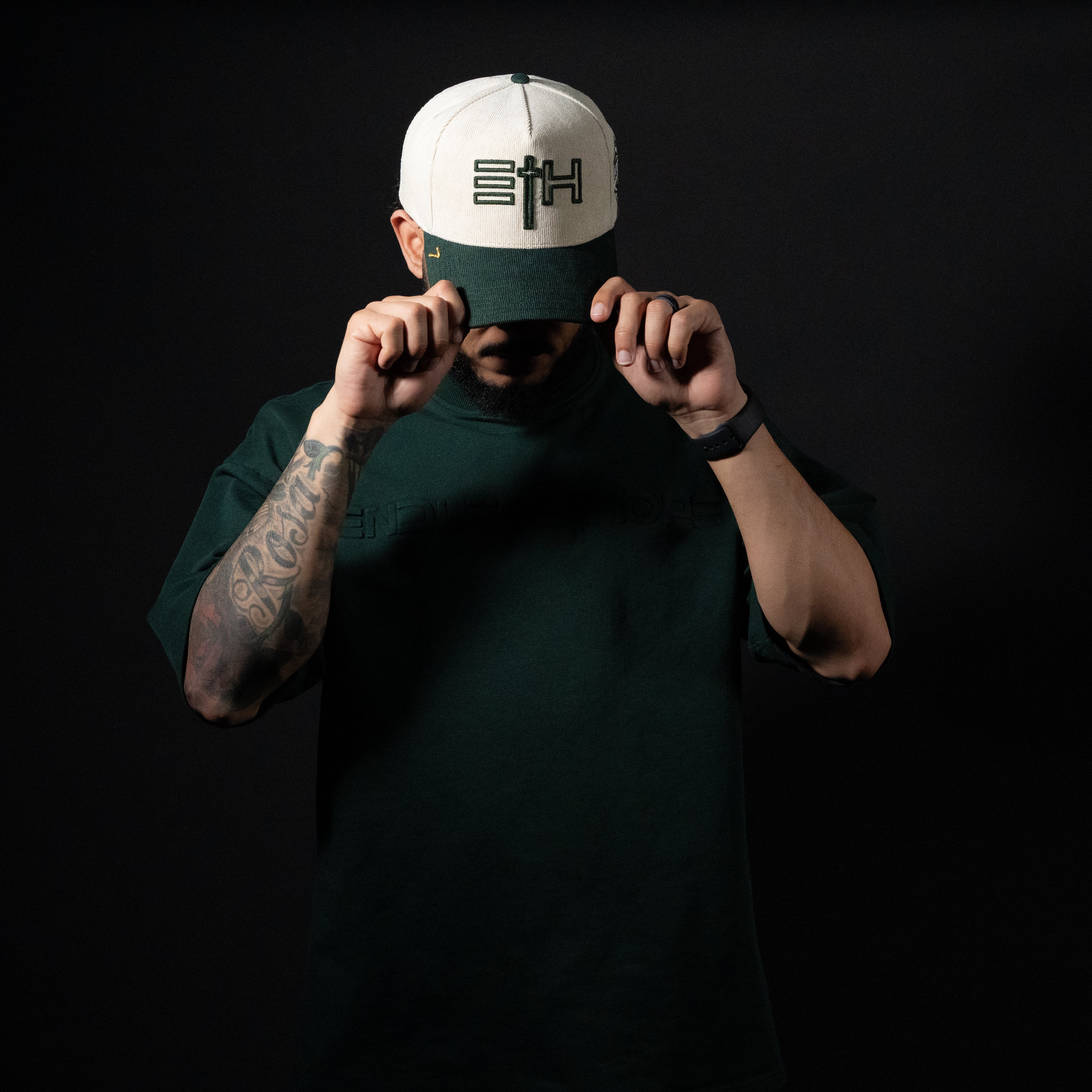 Cream and Green All Corduroy Hat
