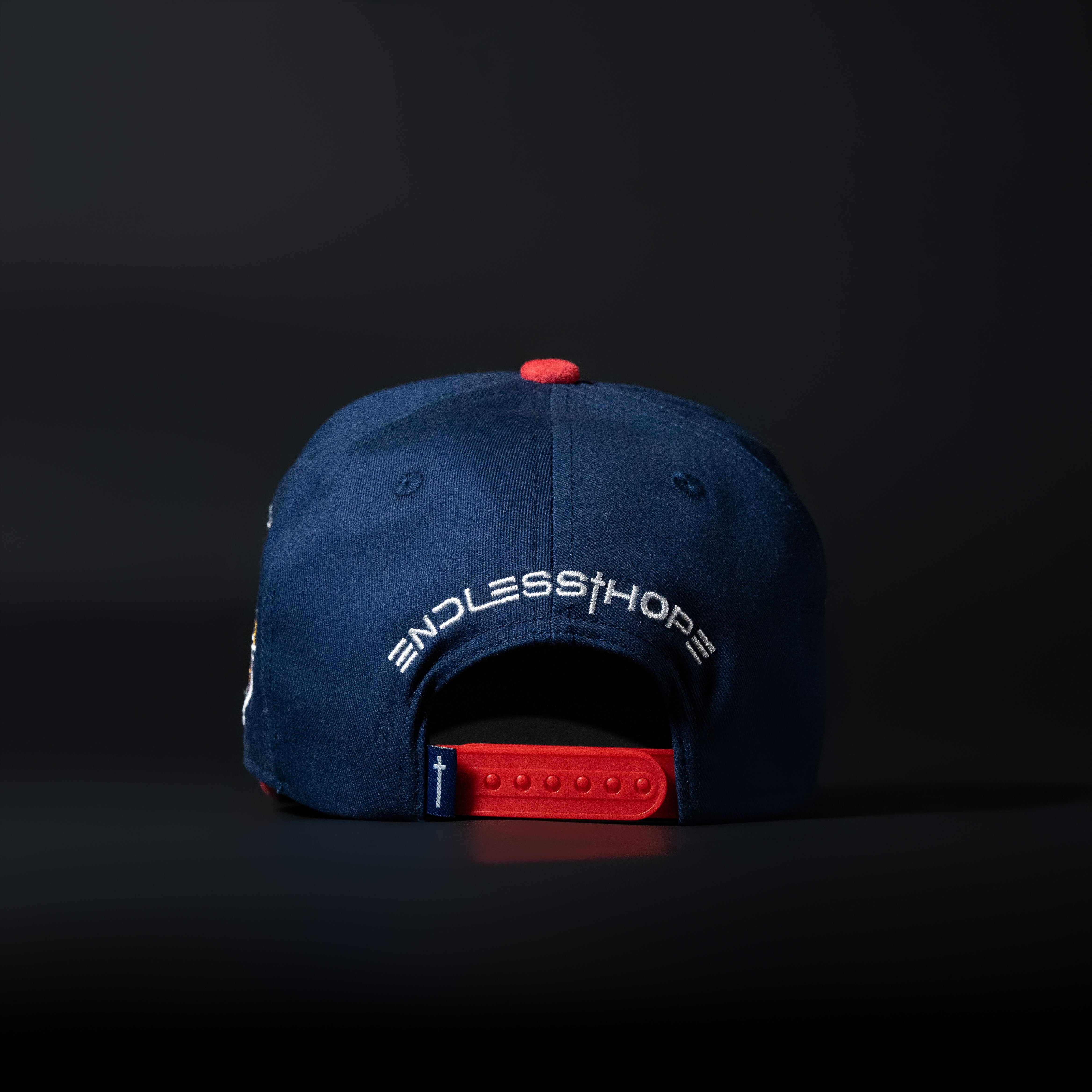 Navy Blue and Red Sueded Brim Hat