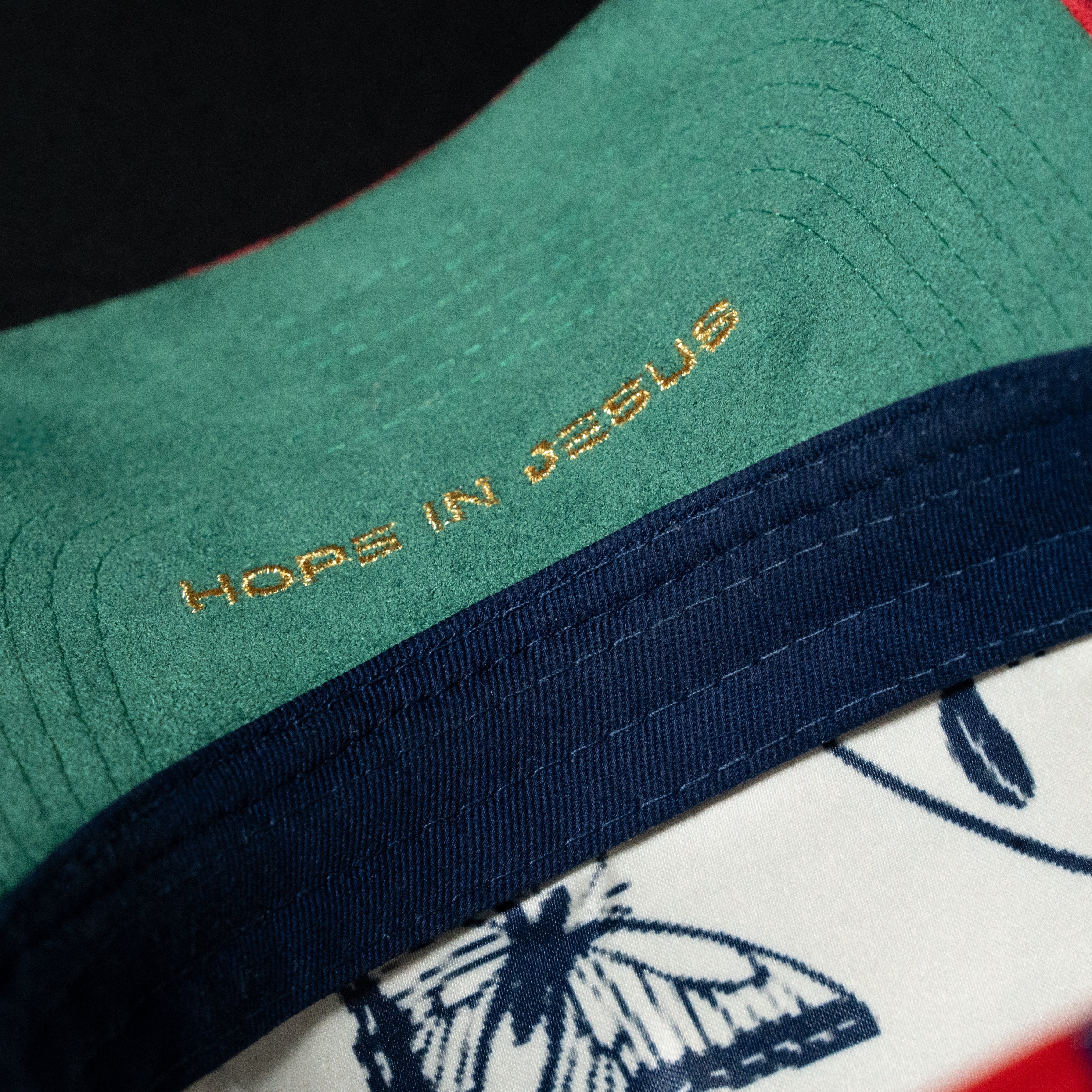 Navy Blue and Red Sueded Brim Hat