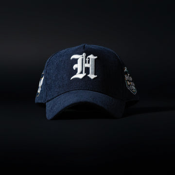Navy Blue & White All Corduroy Kid Hat