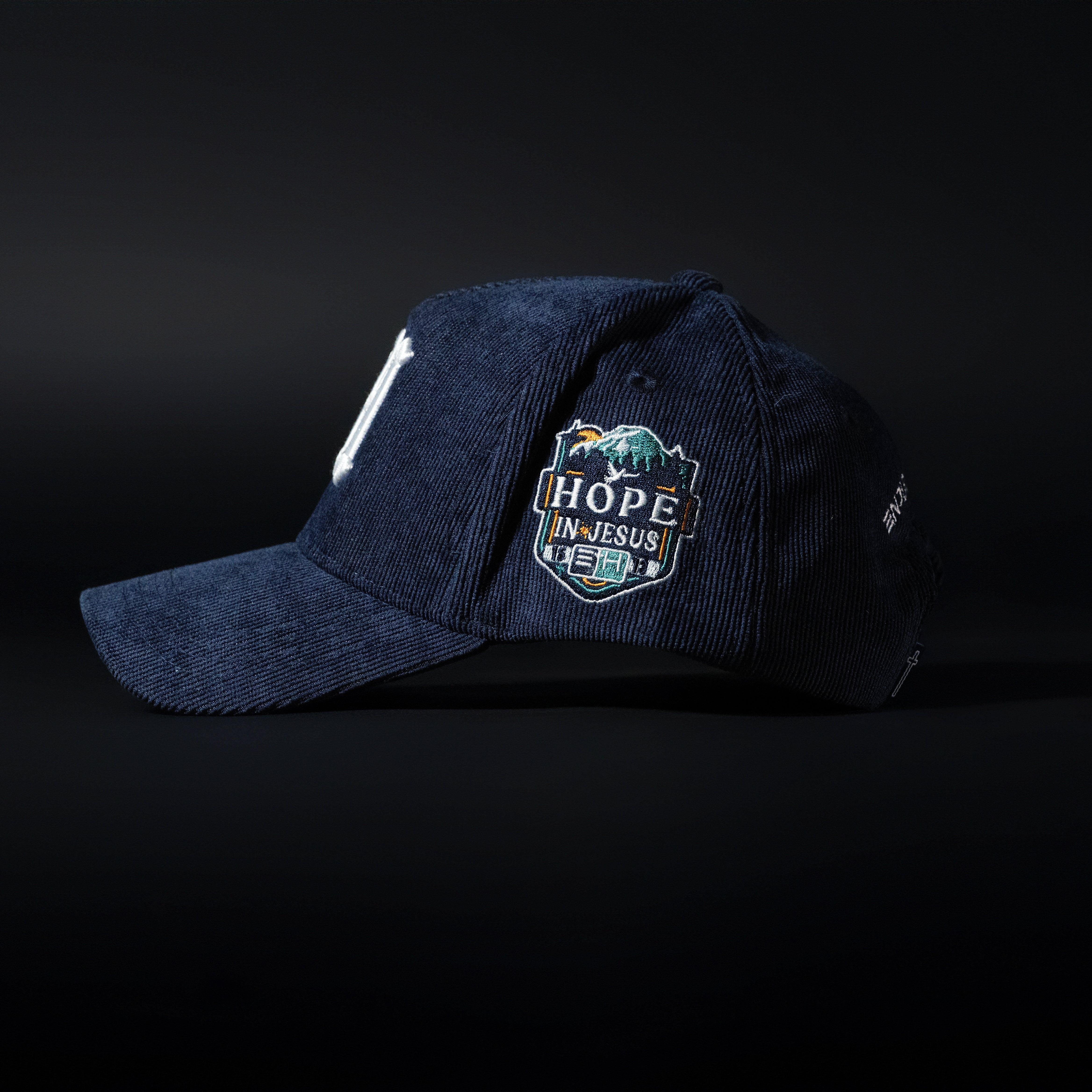 Navy Blue & White All Corduroy Kid Hat