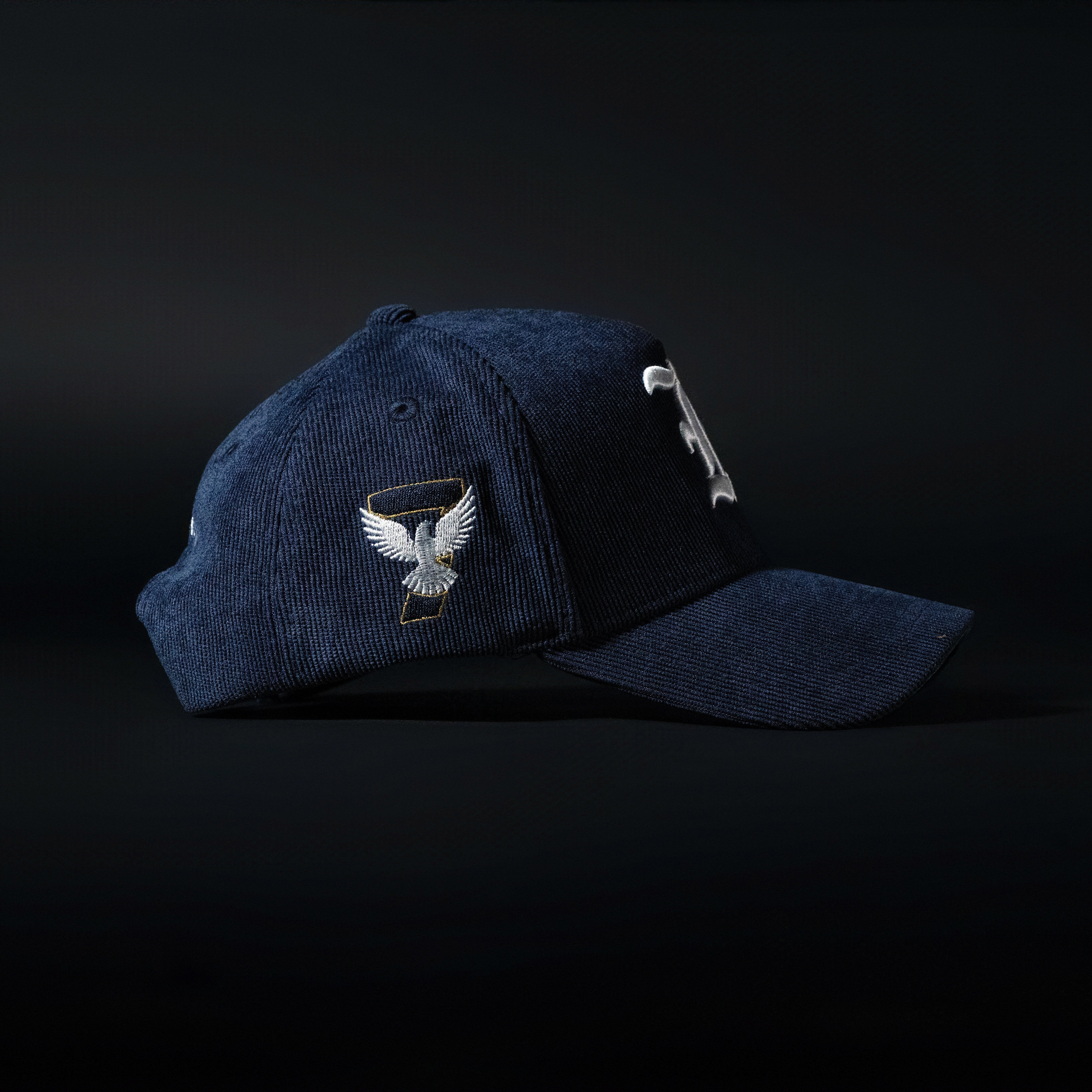 Navy Blue & White All Corduroy Kid Hat