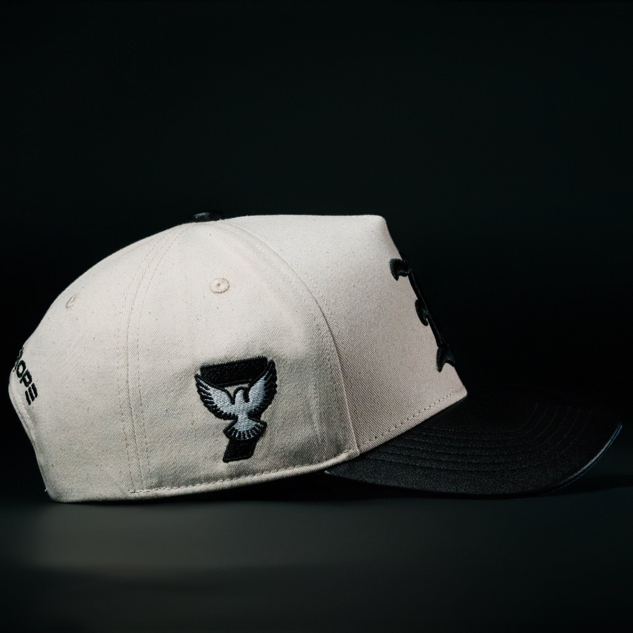 Cream & Black Leather Brim