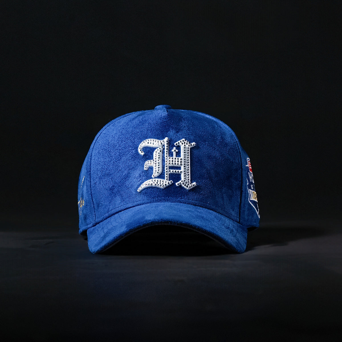 Royal Blue & White All Sueded Rhinestone Hat