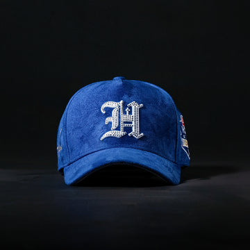 Royal Blue & White All Sueded Rhinestone Hat