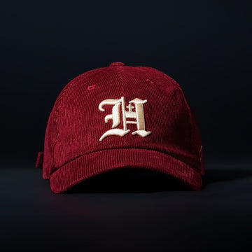 Burgundy & White Corduroy Dad Hat