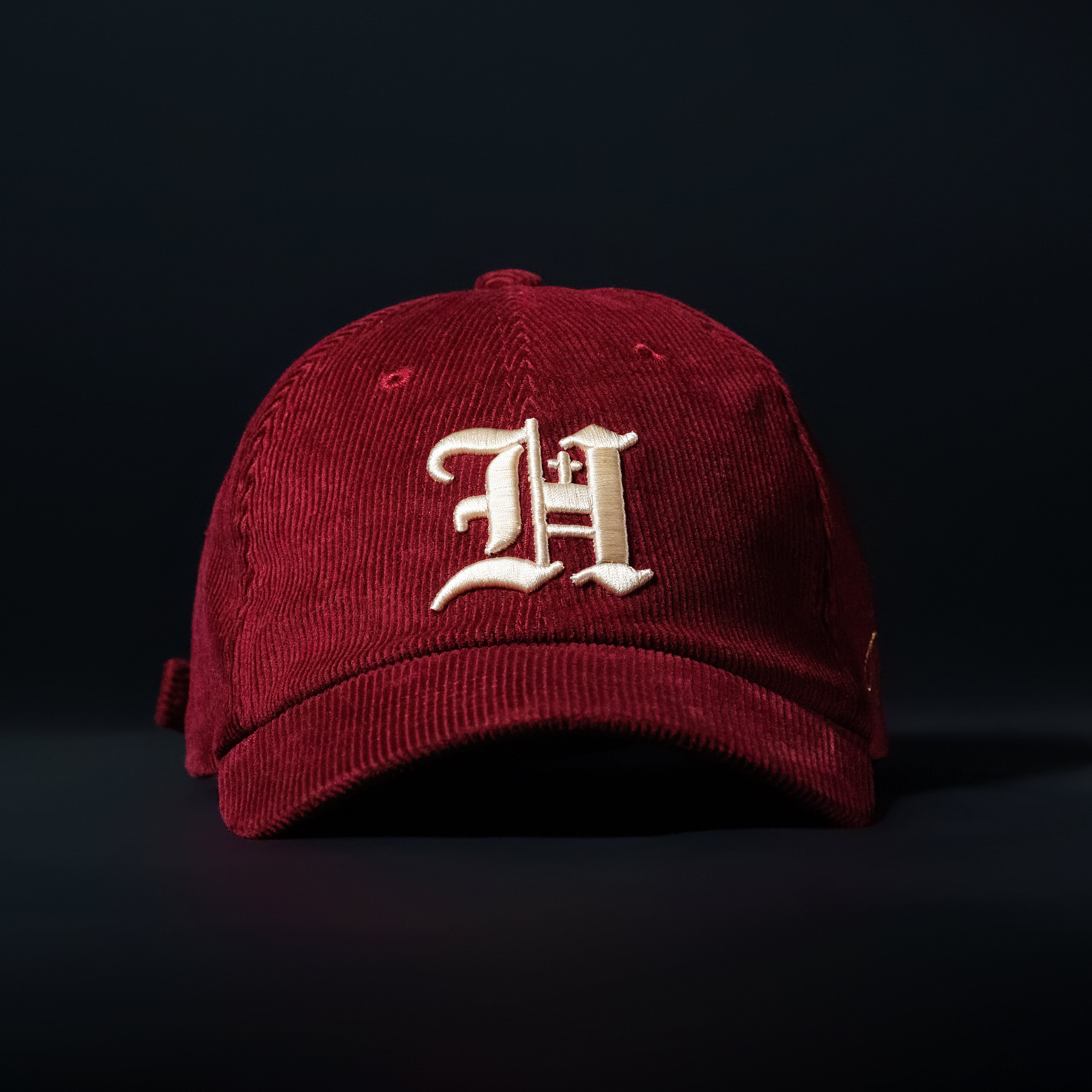 Burgundy & White Corduroy Dad Hat