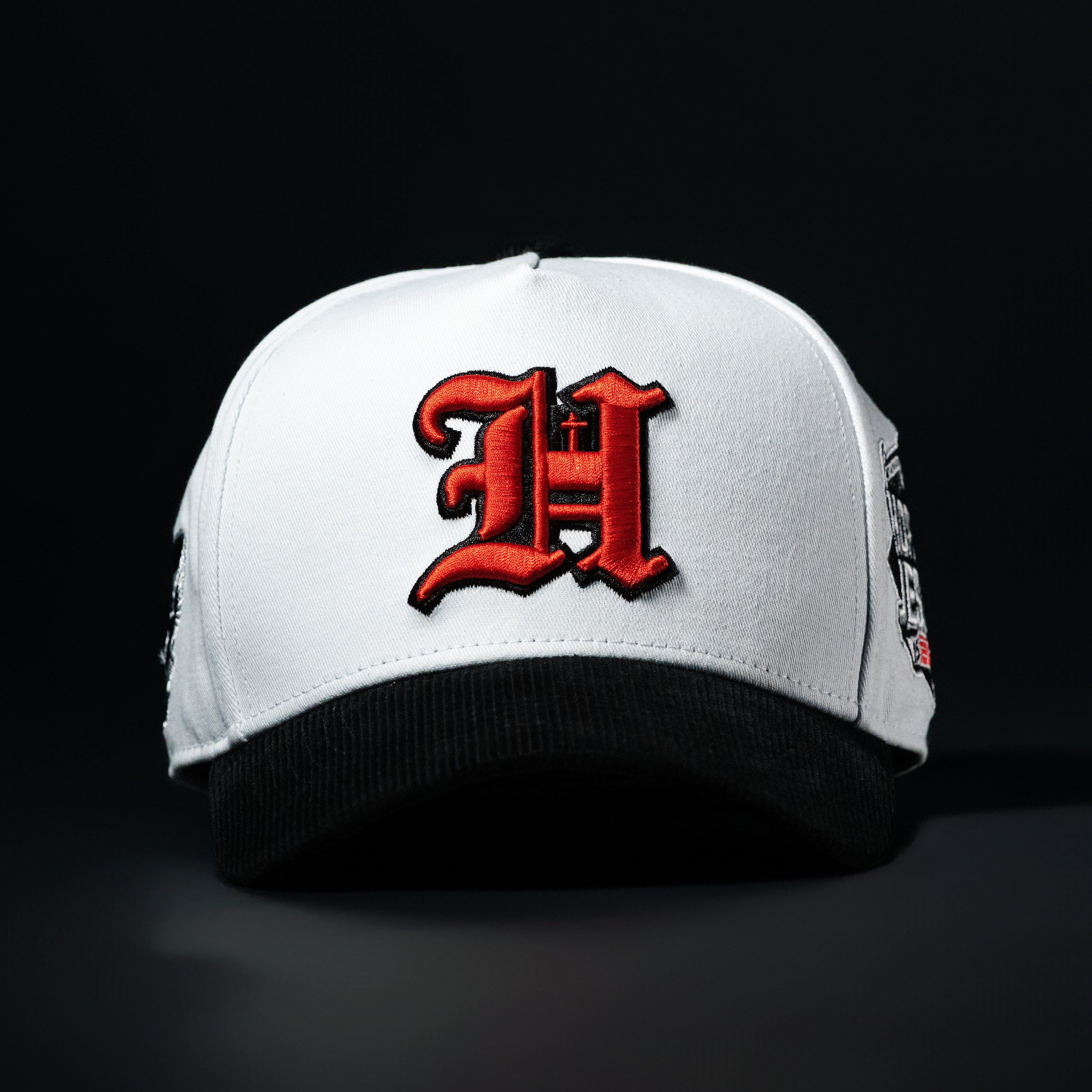 White and Red Corduroy Brim