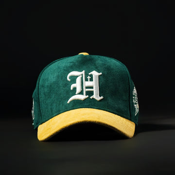 Forest Green & Gold Sueded Hat