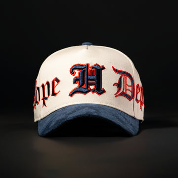 Cream & Navy Blue Hat