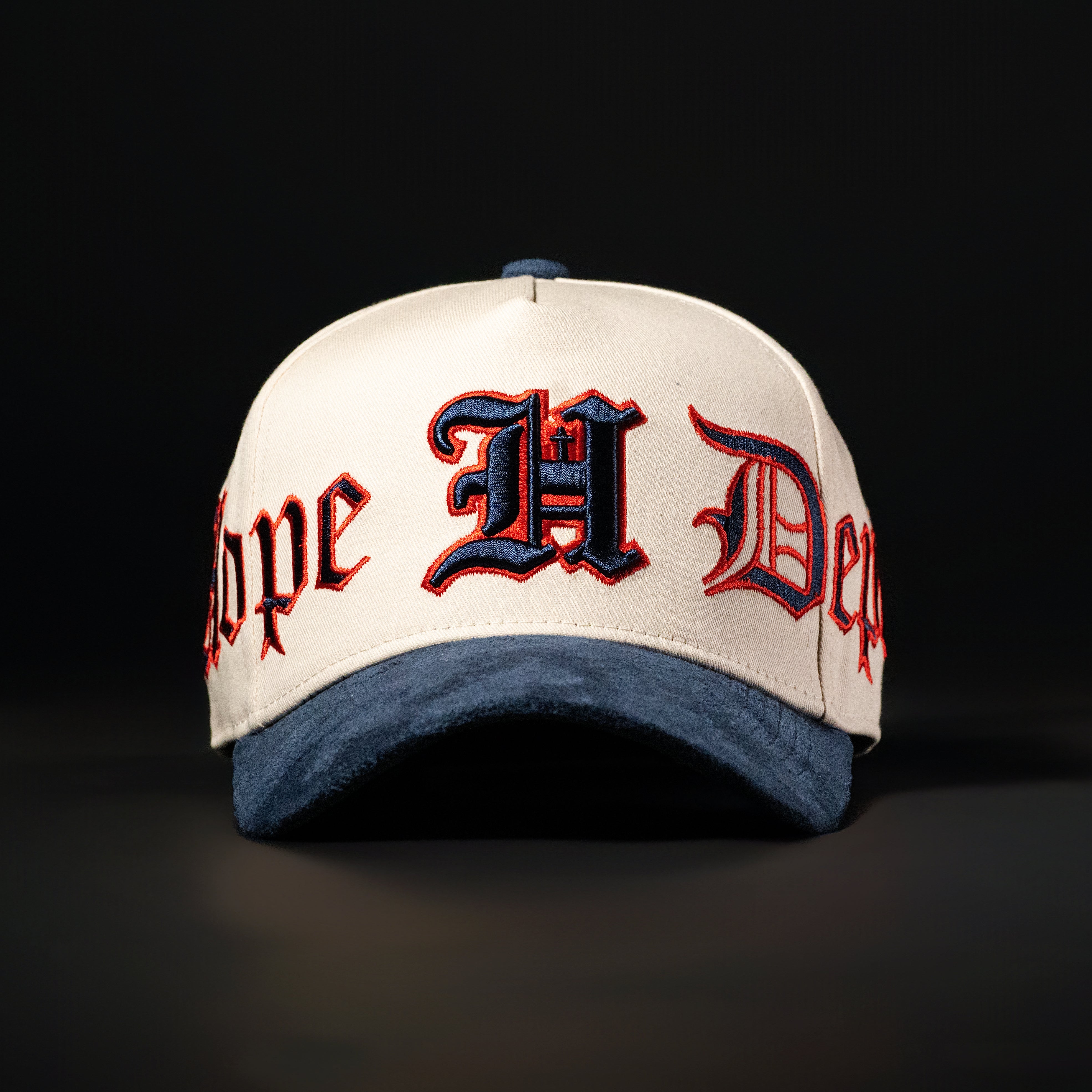 Cream & Navy Blue Hat