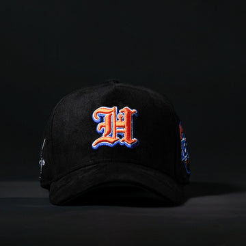 Black & Orange & Blue Sueded NYC Hat