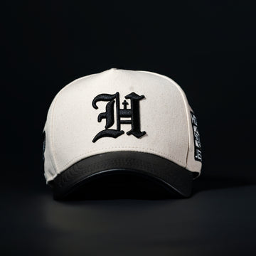 Cream & Black Leather Brim