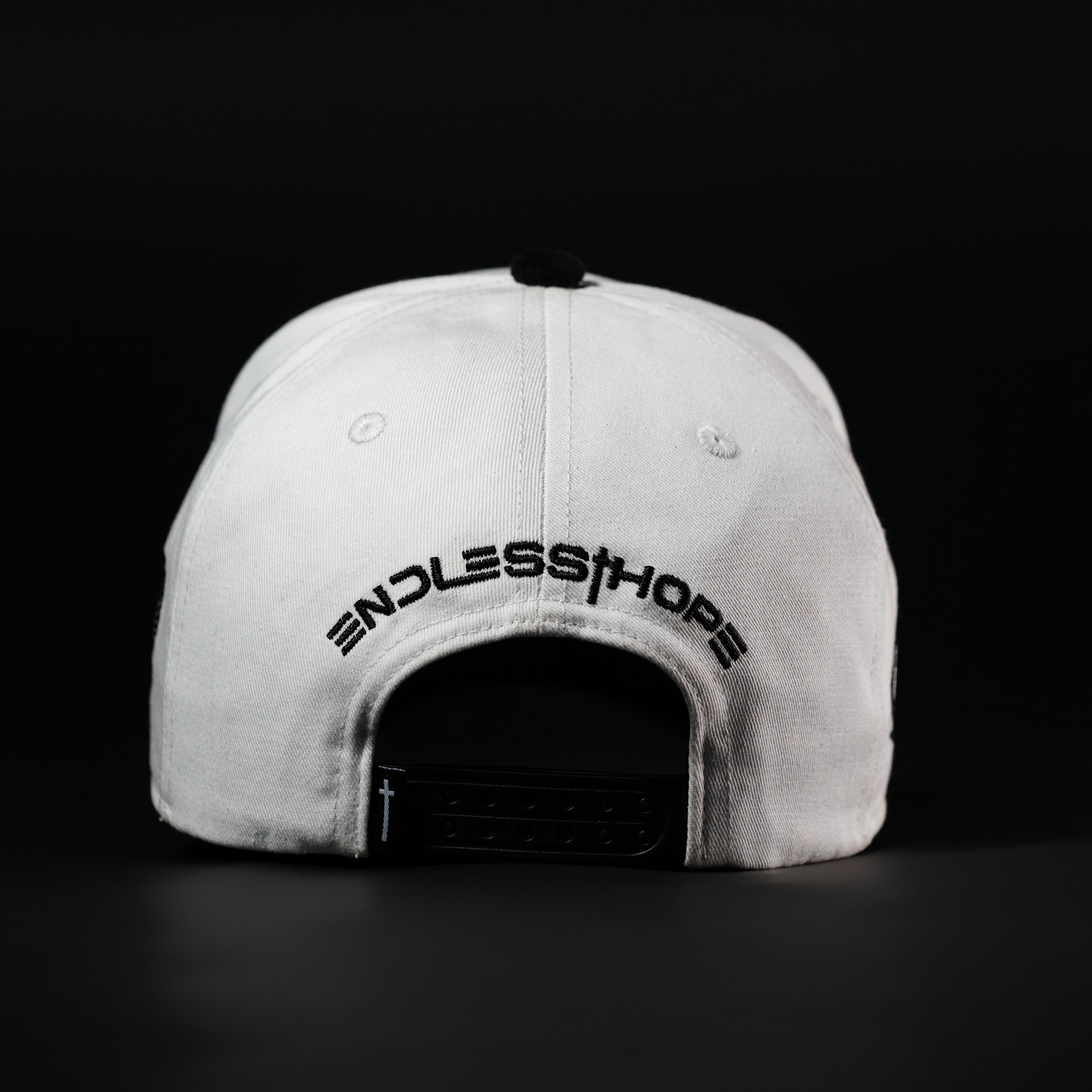 White & Red & Black Sueded Brim Hope Hat