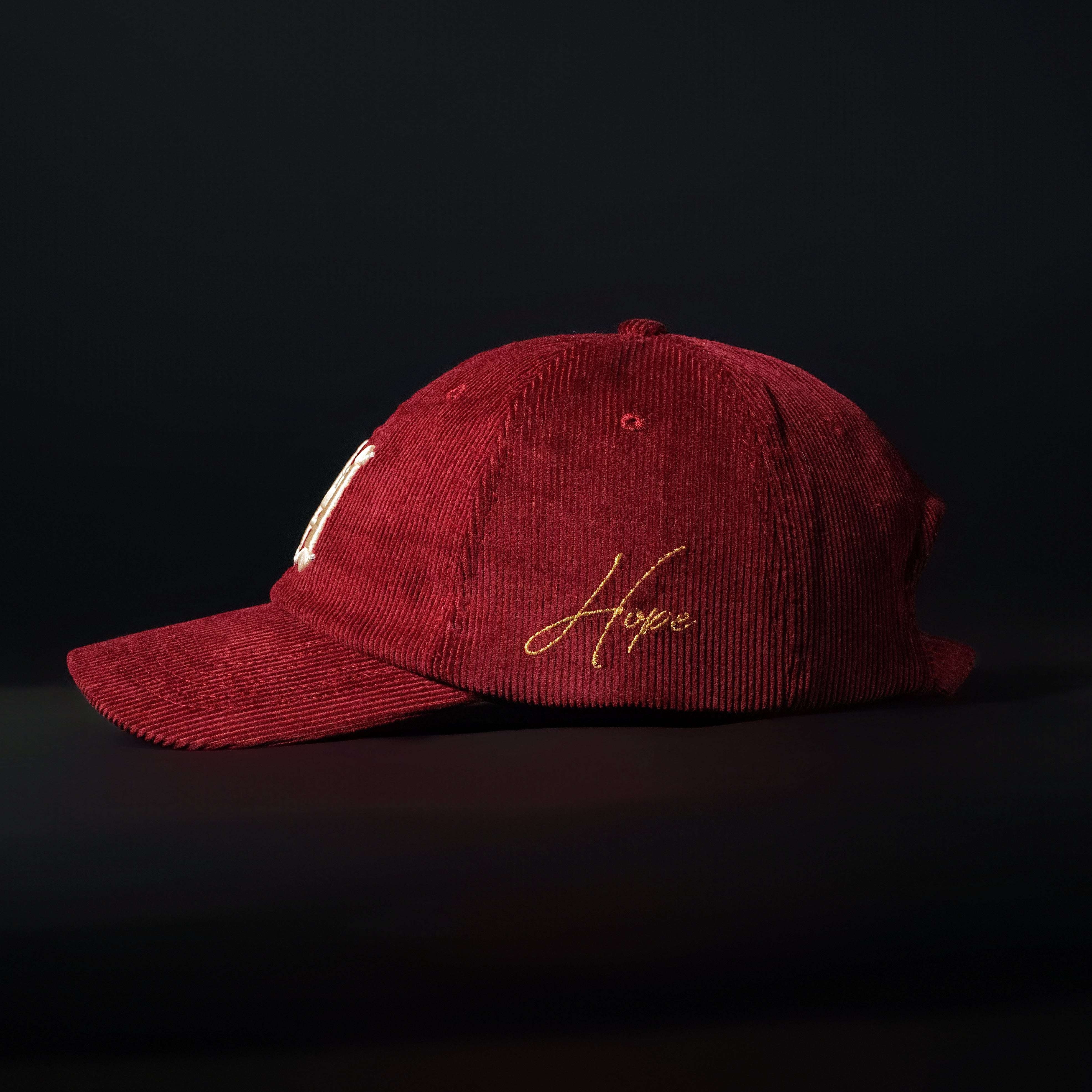 Burgundy & White Corduroy Dad Hat