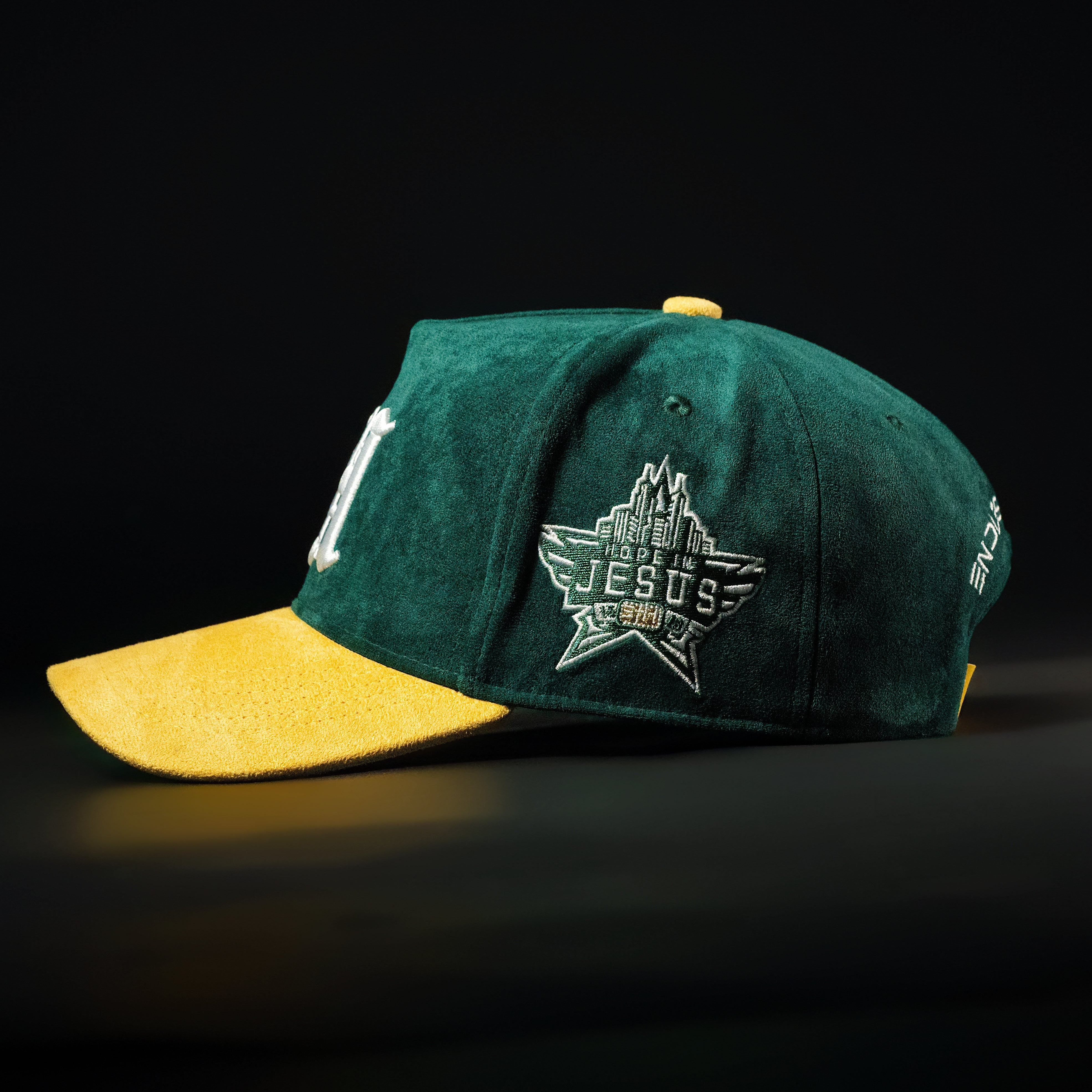 Forest Green & Gold Sueded Hat