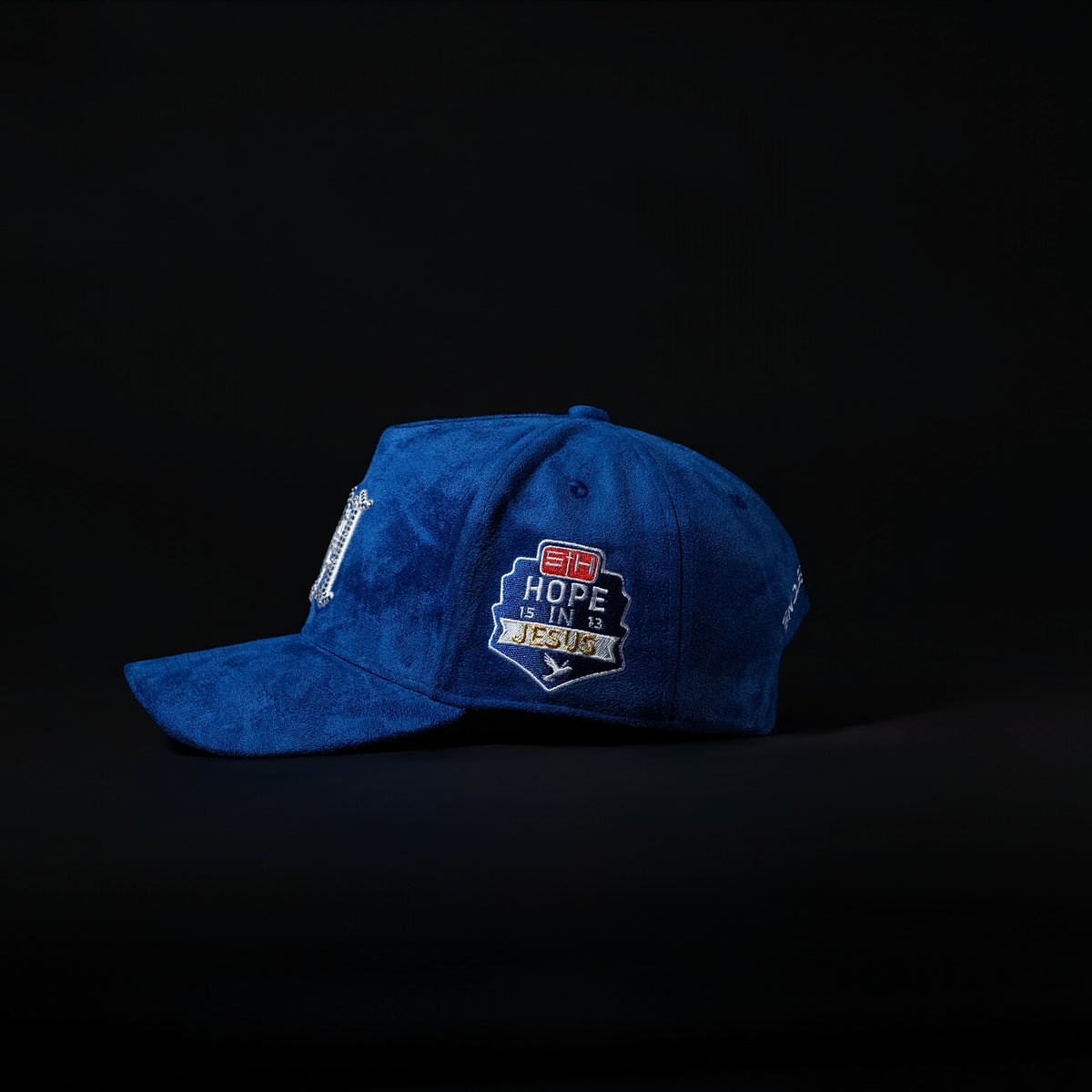 Royal Blue & White All Sueded Rhinestone Hat