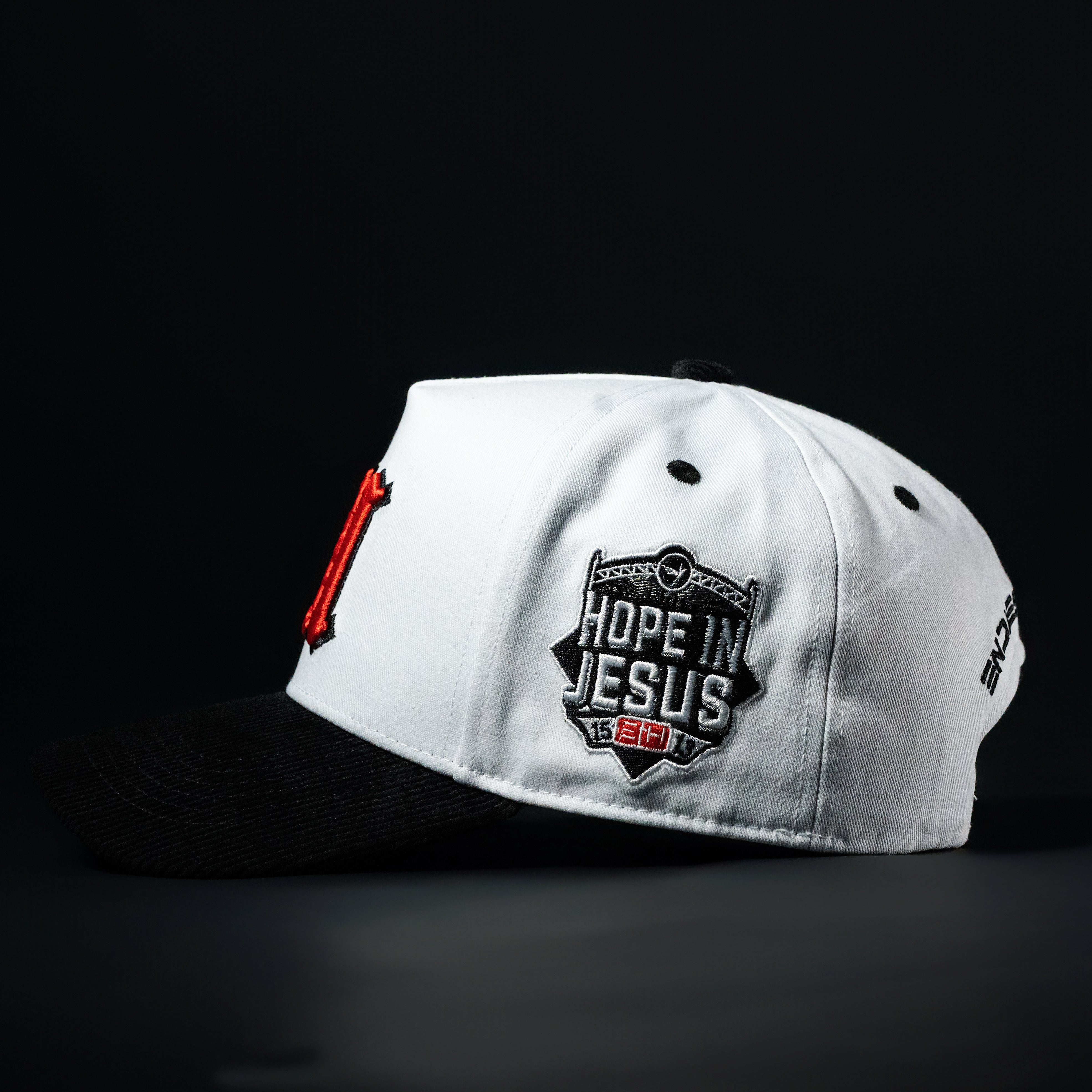 White and Red Corduroy Brim