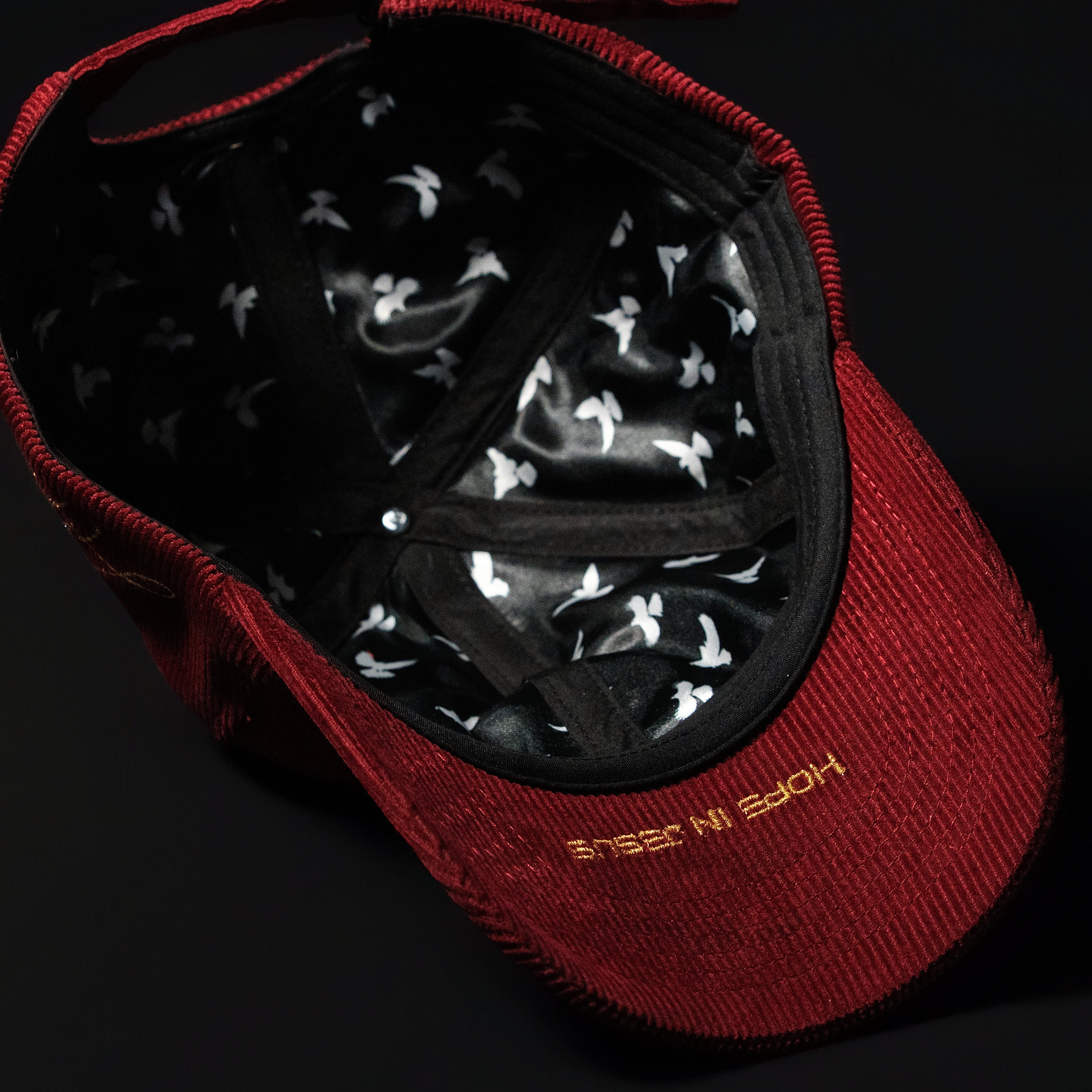 Burgundy & White Corduroy Dad Hat