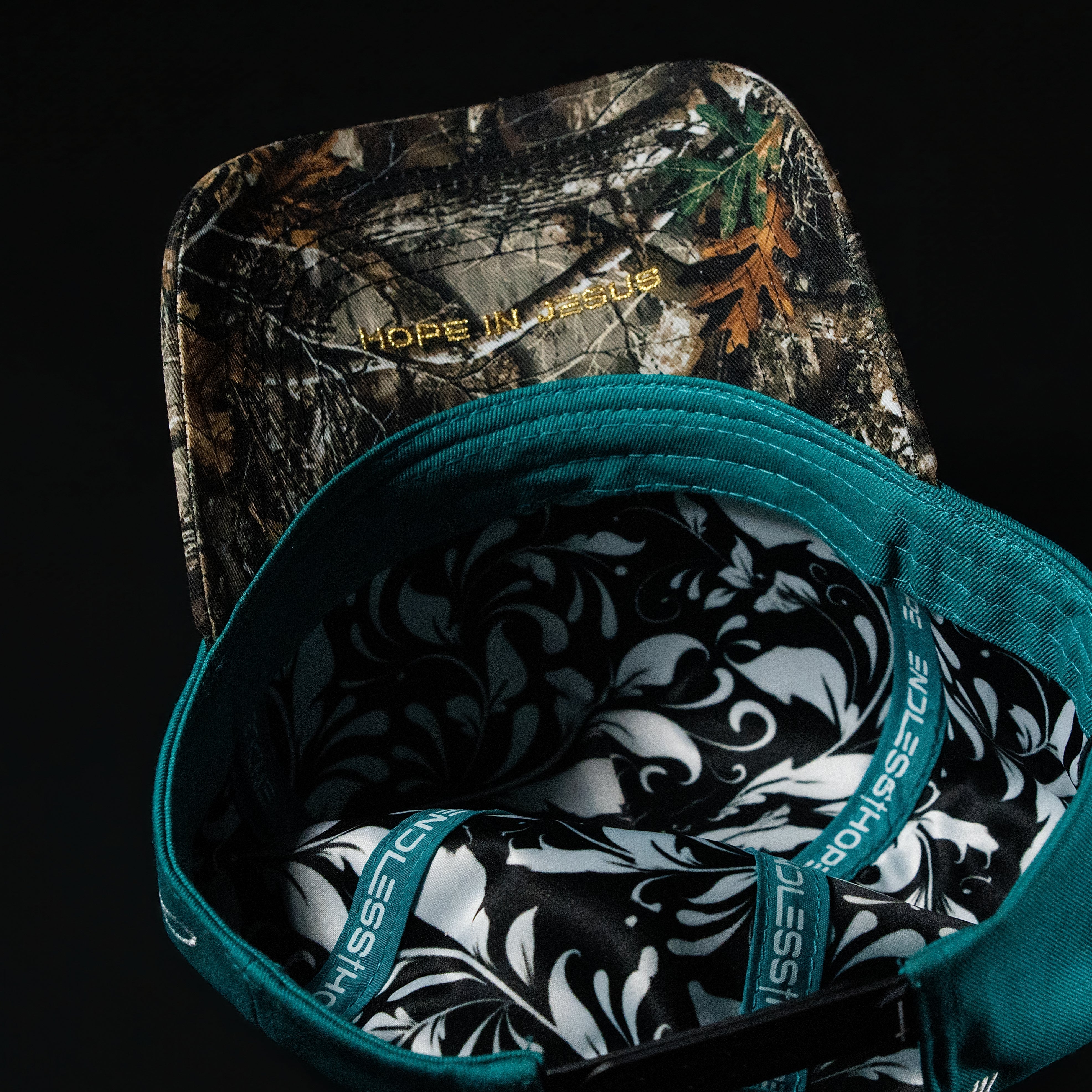 Teal & Camo Brim Hat