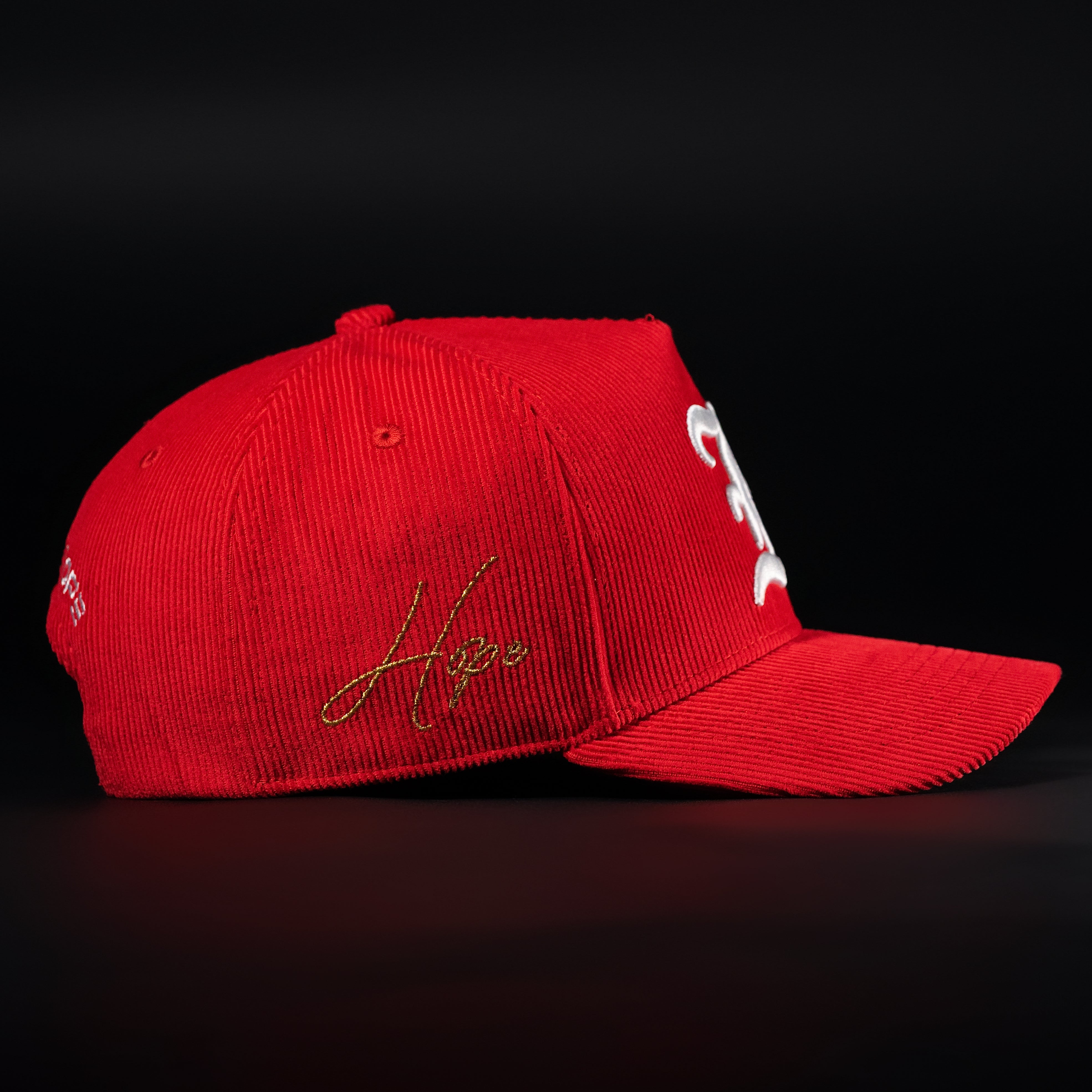 Red & White All Corduroy Hat