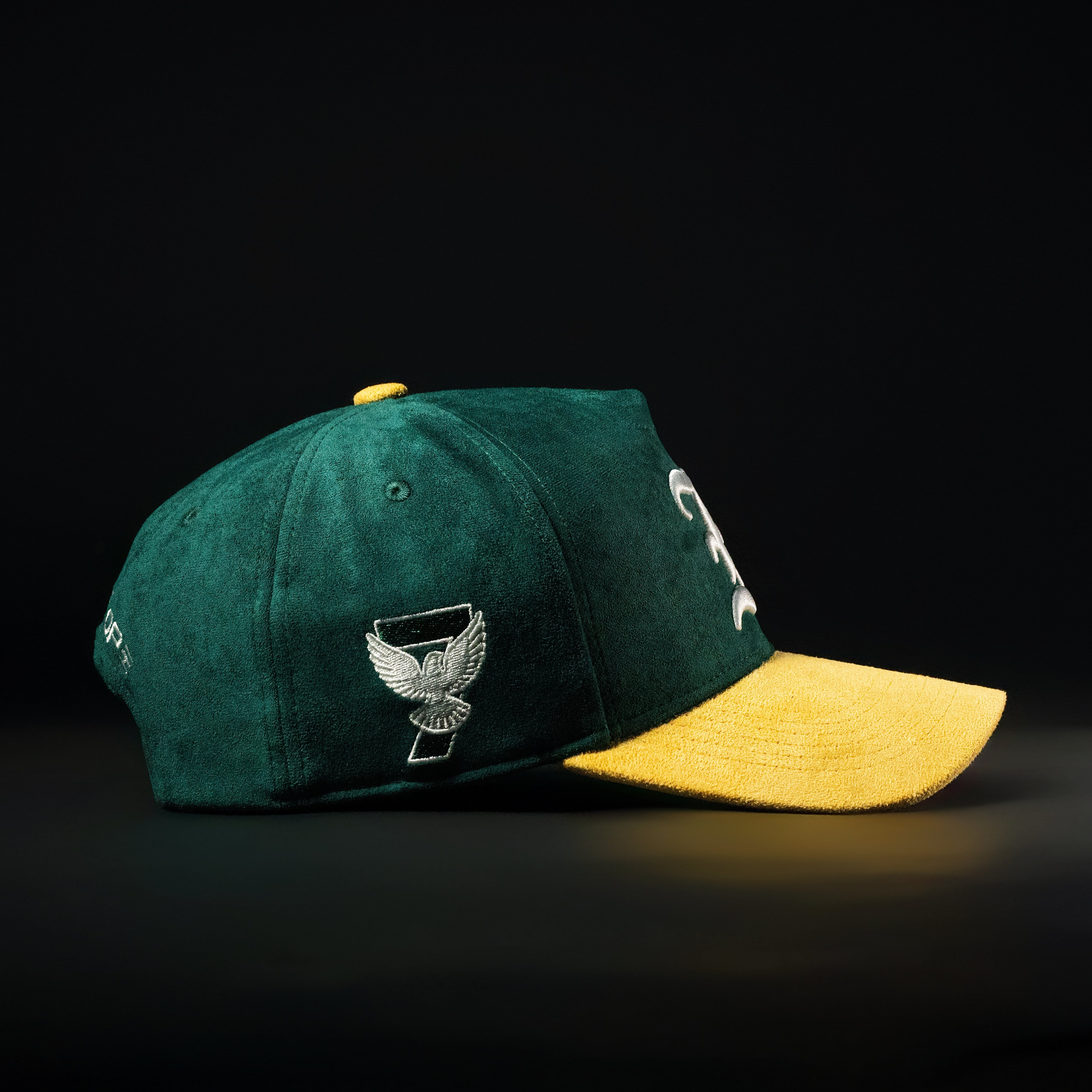 Forest Green & Gold Sueded Hat