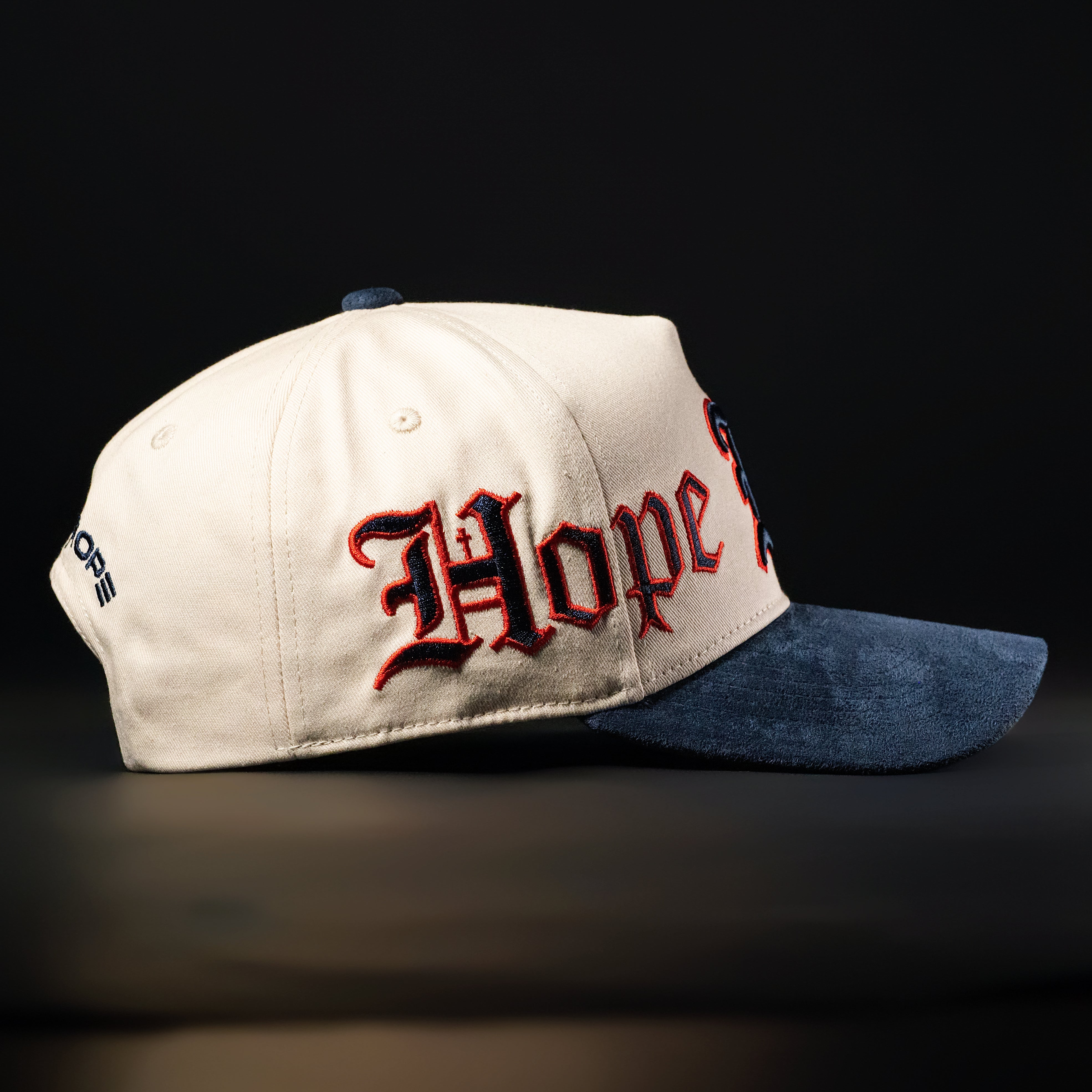 Cream & Navy Blue Hat