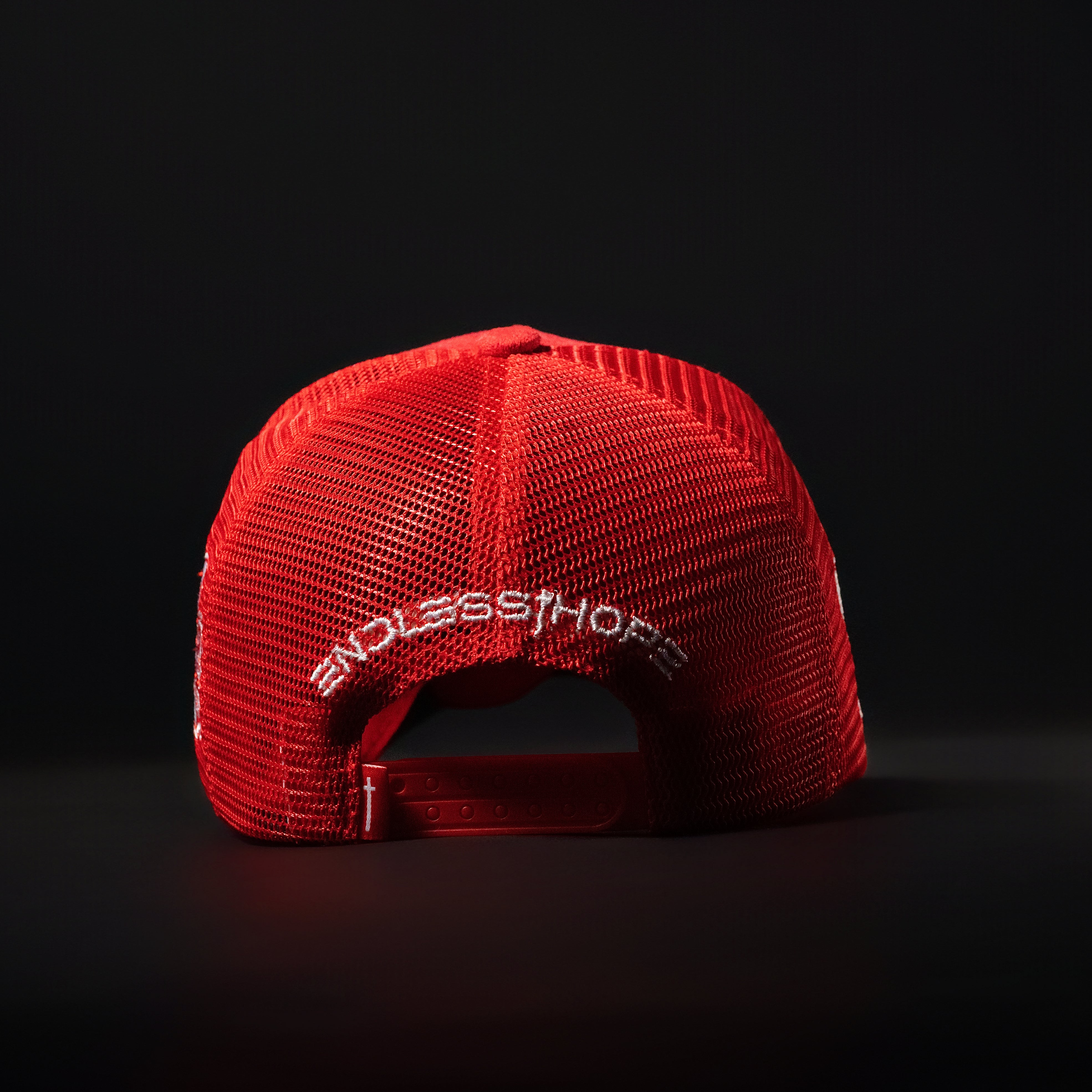 Red & White Sueded Trucker Hat