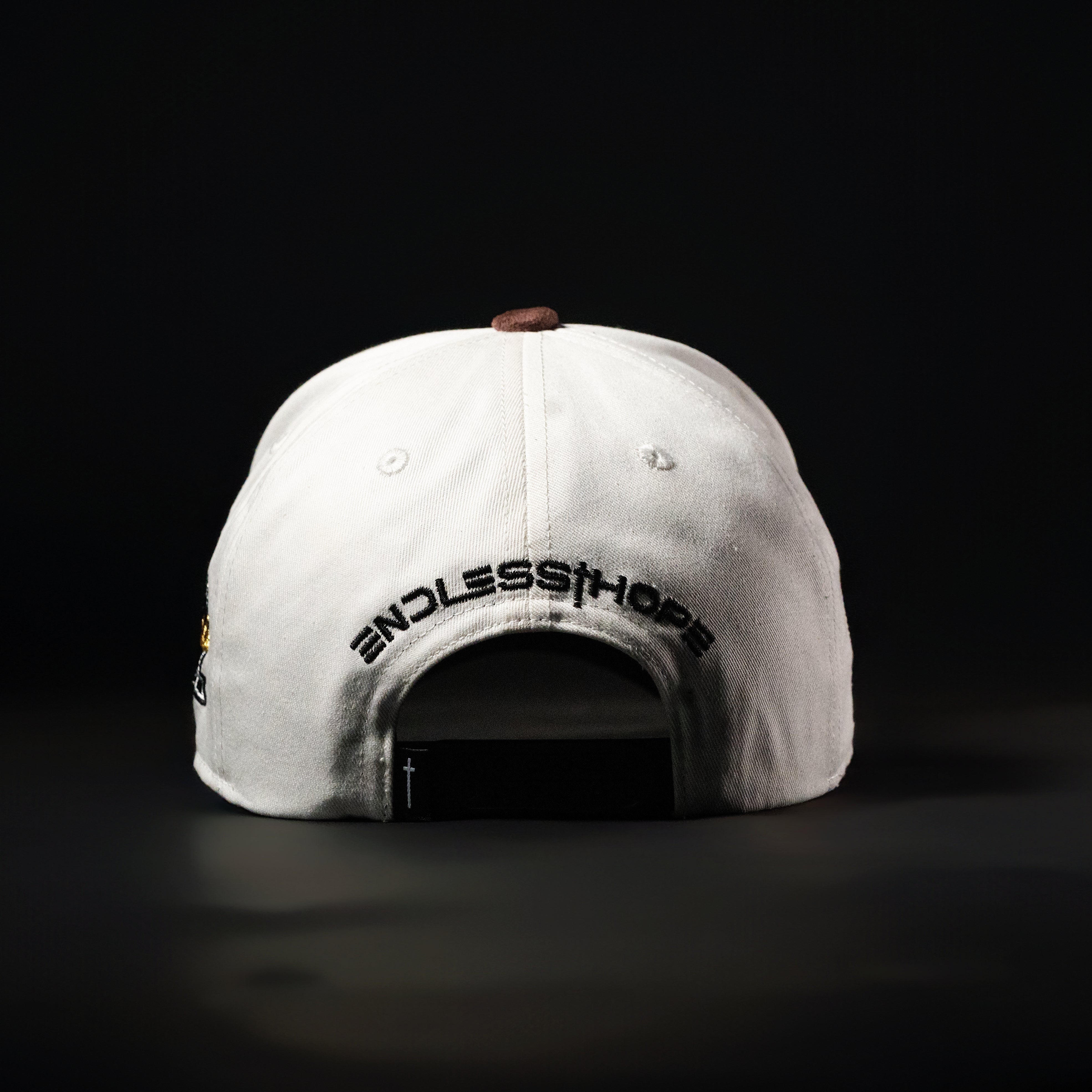 White & Brown Sueded Brim Hat