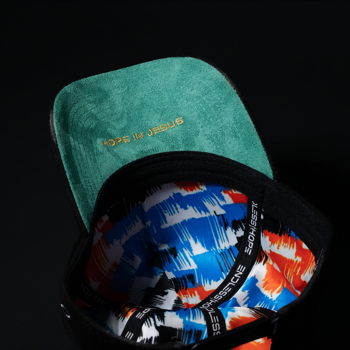 Black & Orange & Blue Sueded NYC Hat