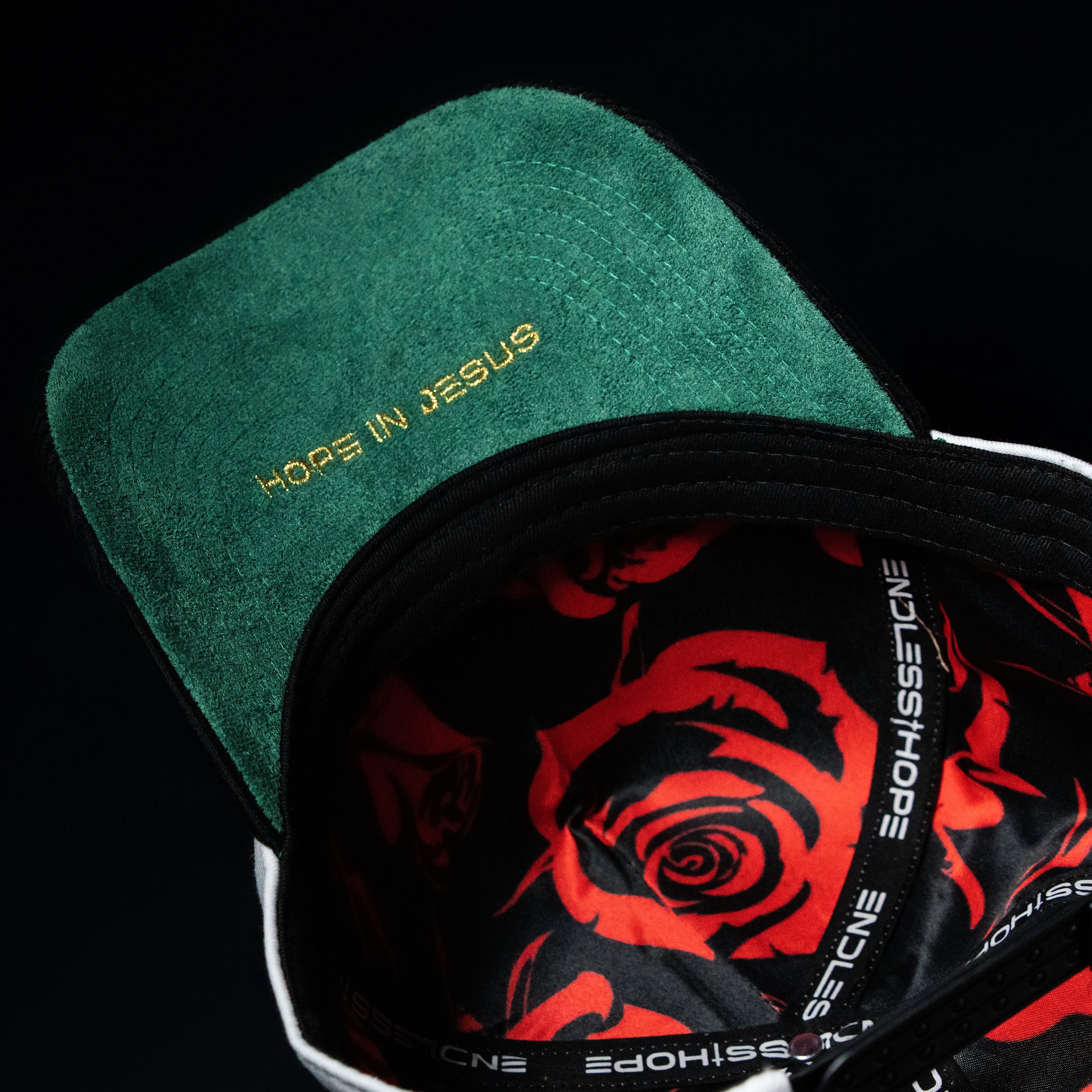 White and Red Corduroy Brim