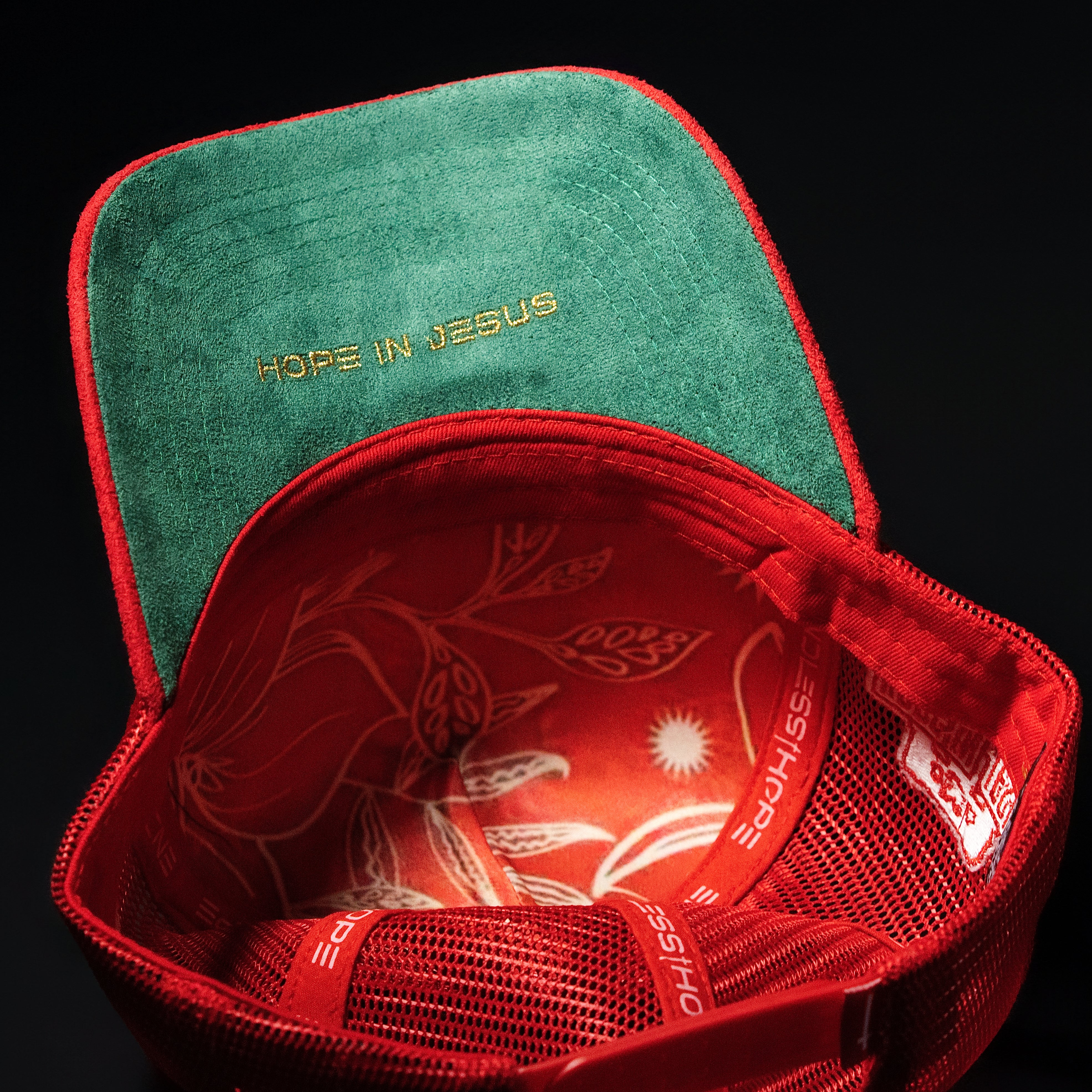 Red & White Sueded Trucker Hat
