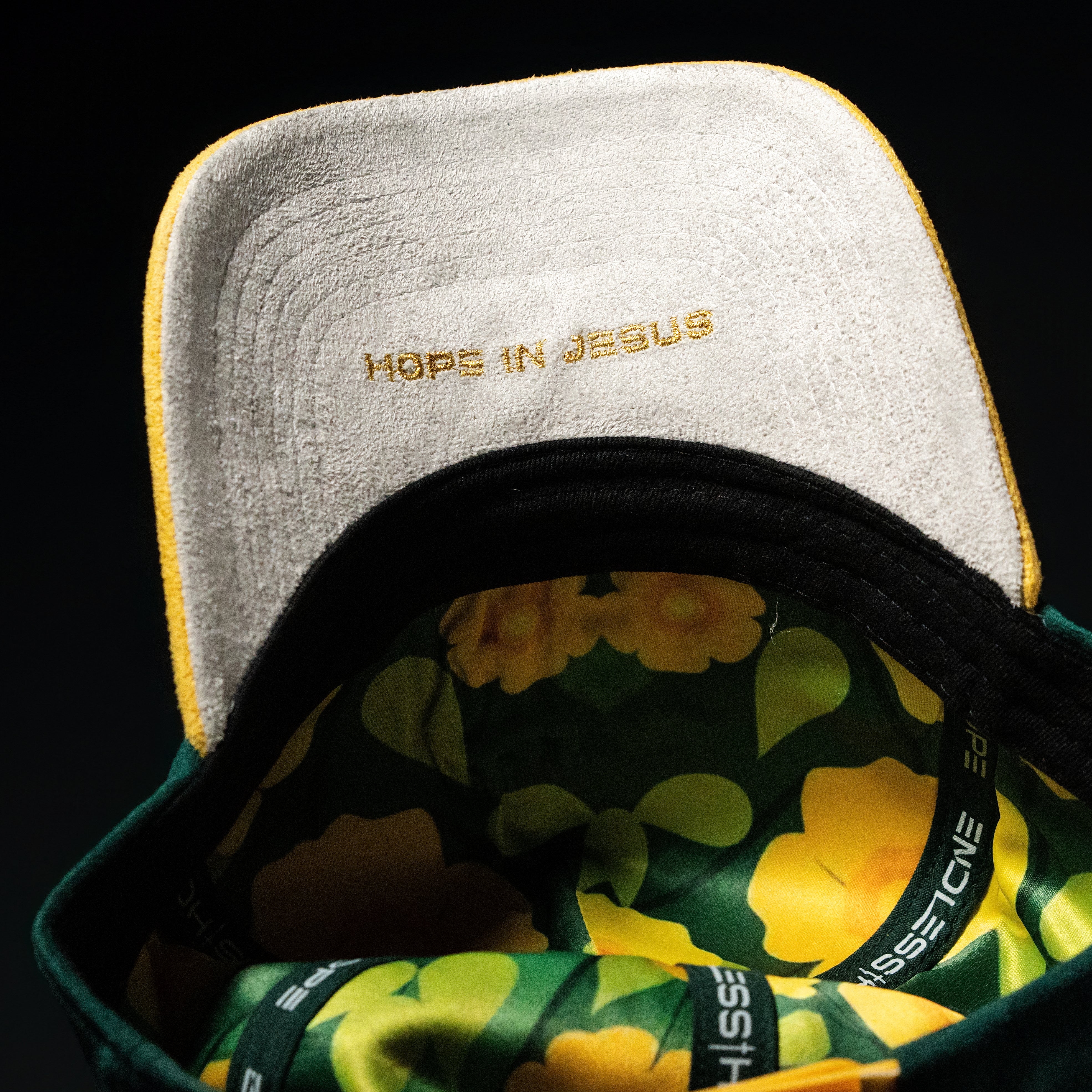 Forest Green & Gold Sueded Hat