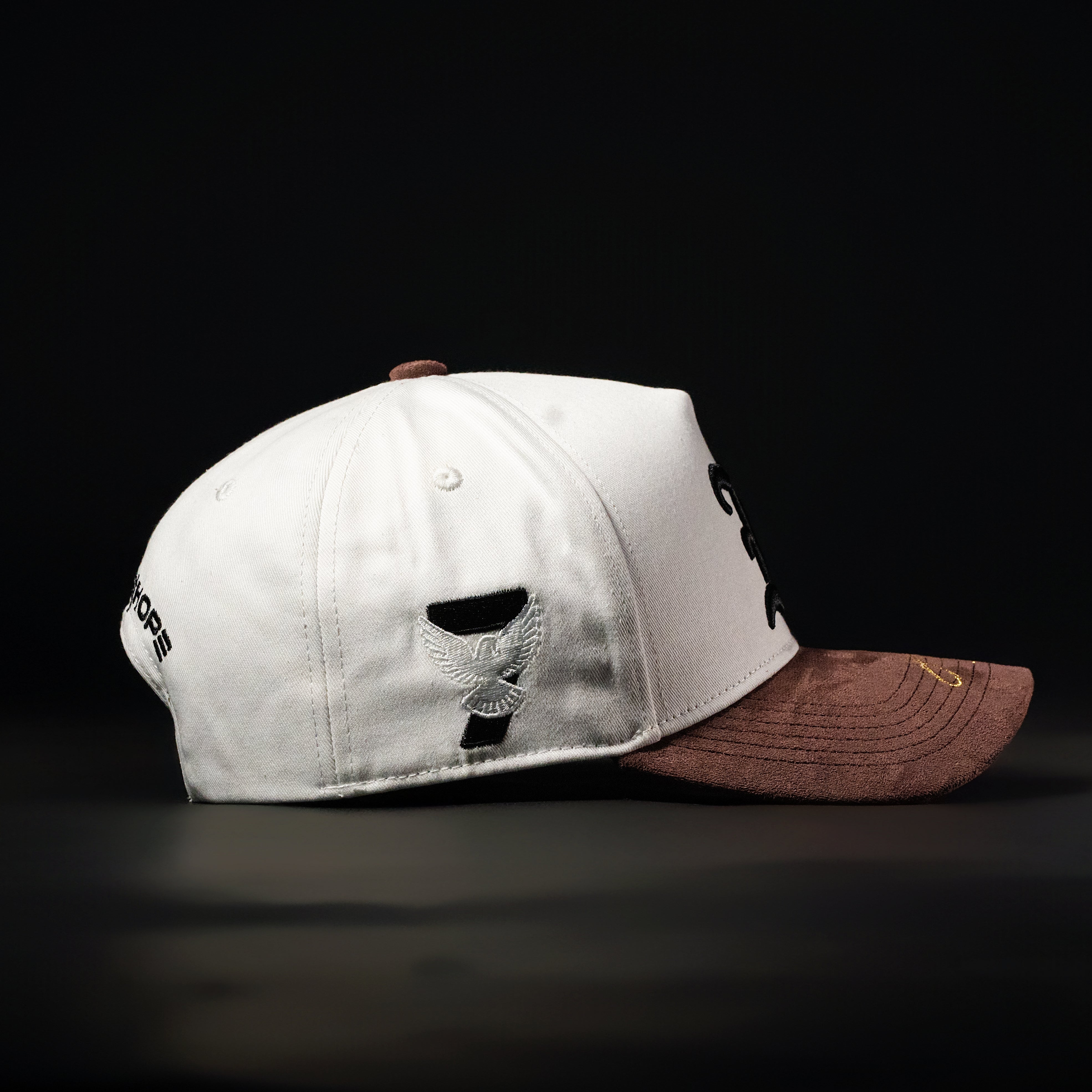 White & Brown Sueded Brim Hat