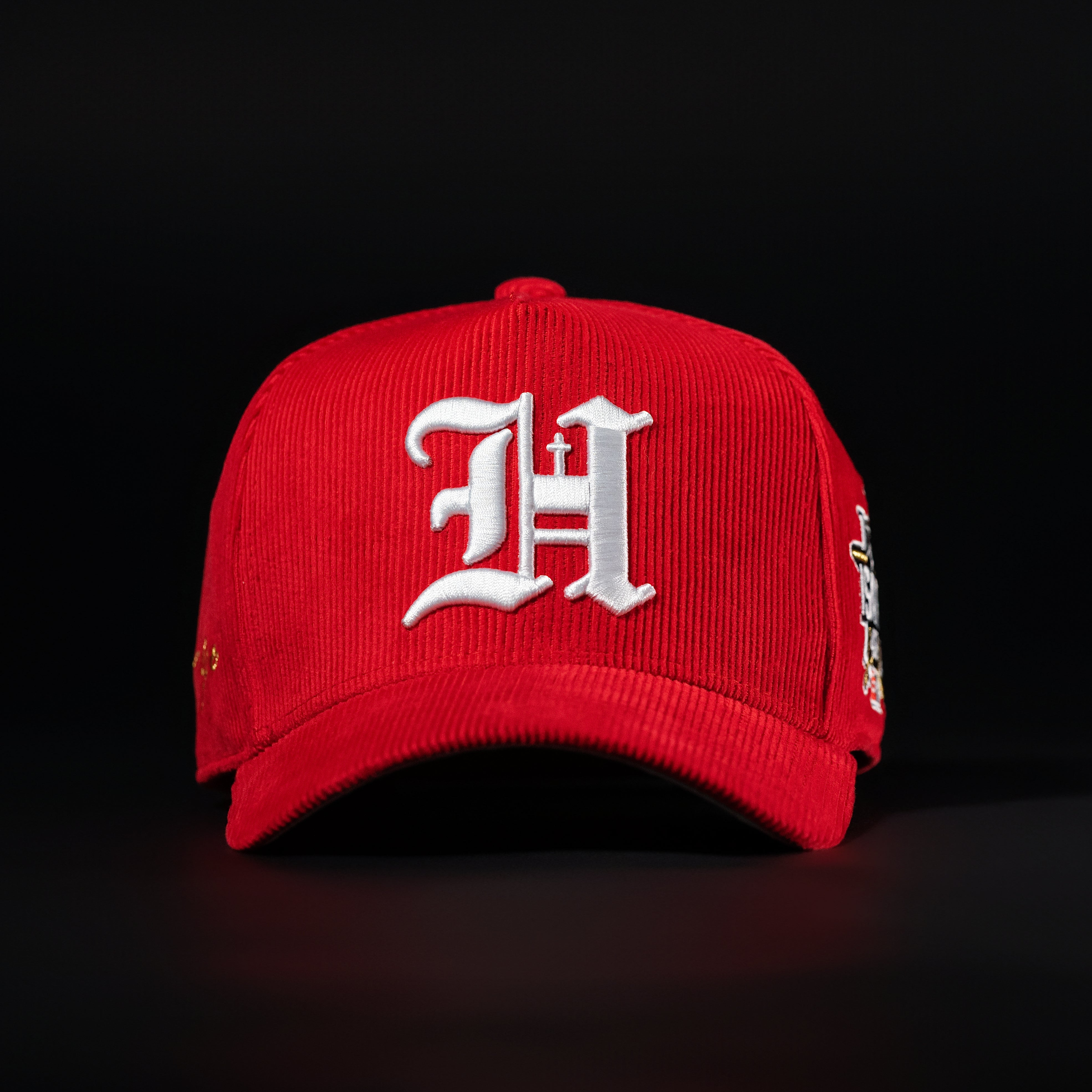 Red & White All Corduroy Hat