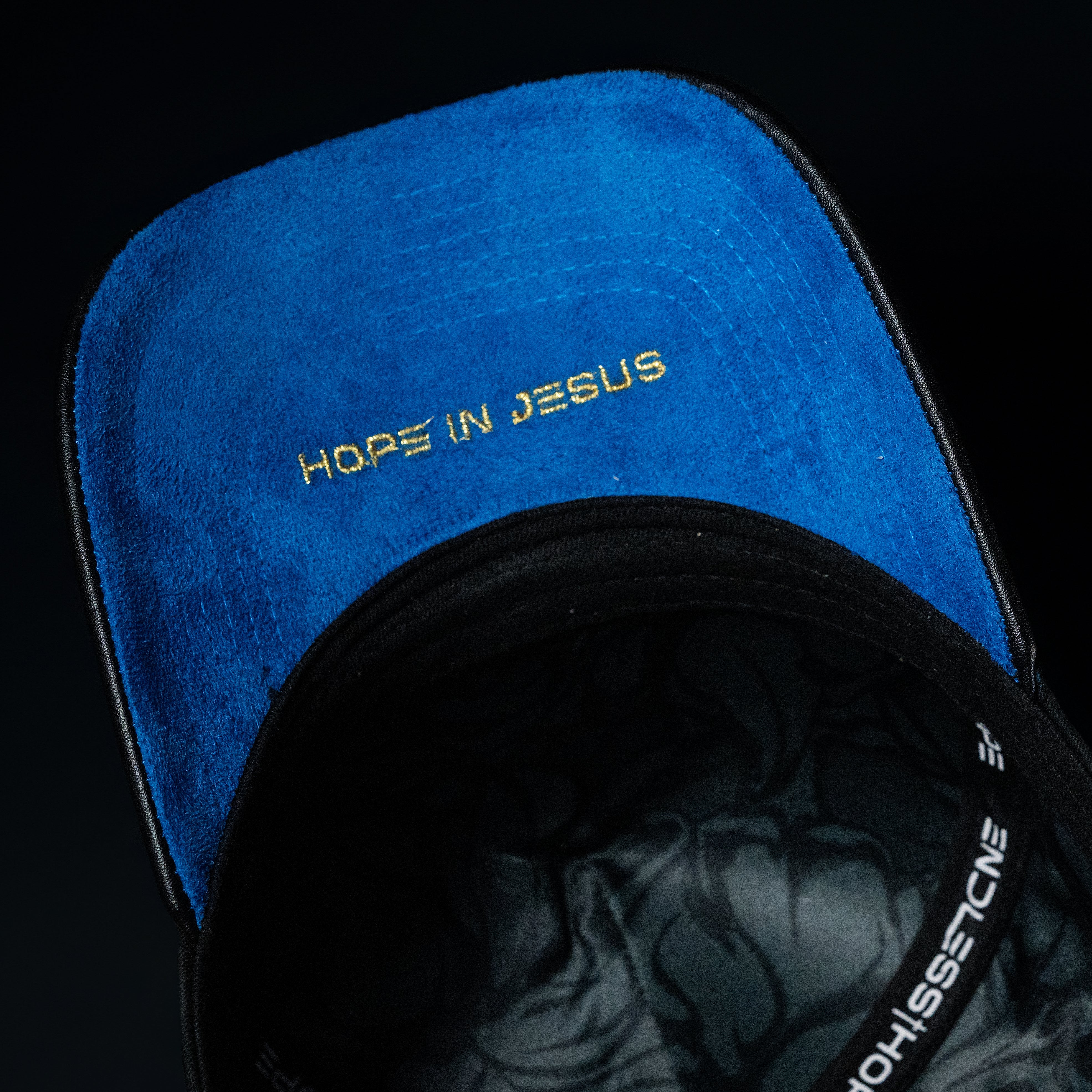 All Black Leather Brim Rhine Stone Hat