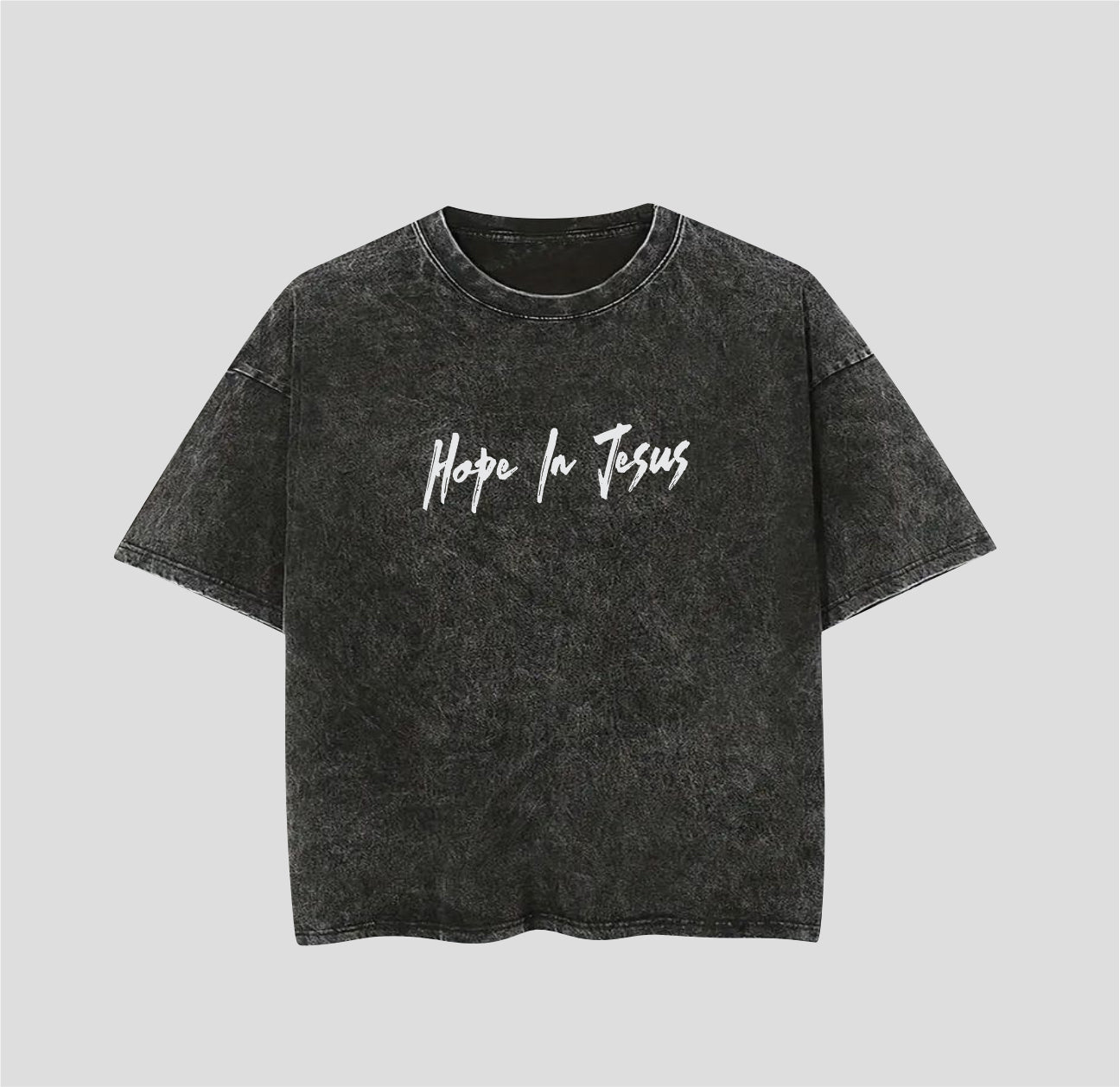 Black Washed Hope In Jesus Shirt (Oversized Fit)